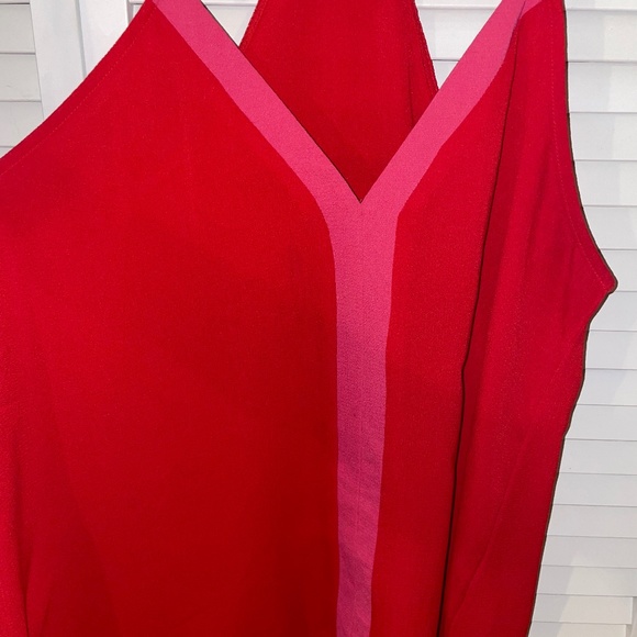 NWOT Colorblock V Neck Strappy Sleeveless Loose Fit Tank Top Size Medium - Picture 2 of 8